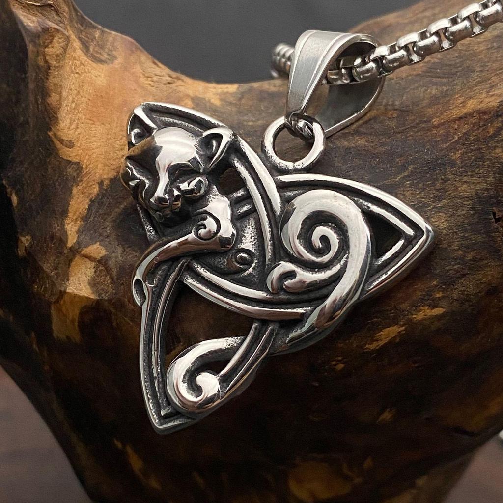 Pendentif Collier Chat Celtique - Acier Inoxydable, Collection Été 2025