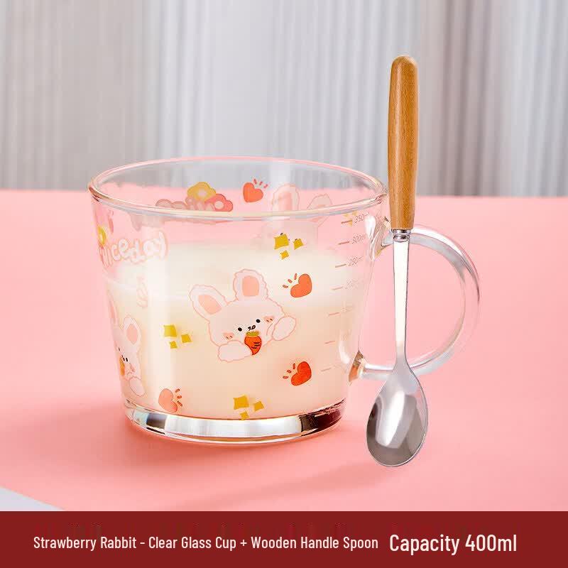 Heat-Resistant Glass Breakfast Mug with Lid & Spoon