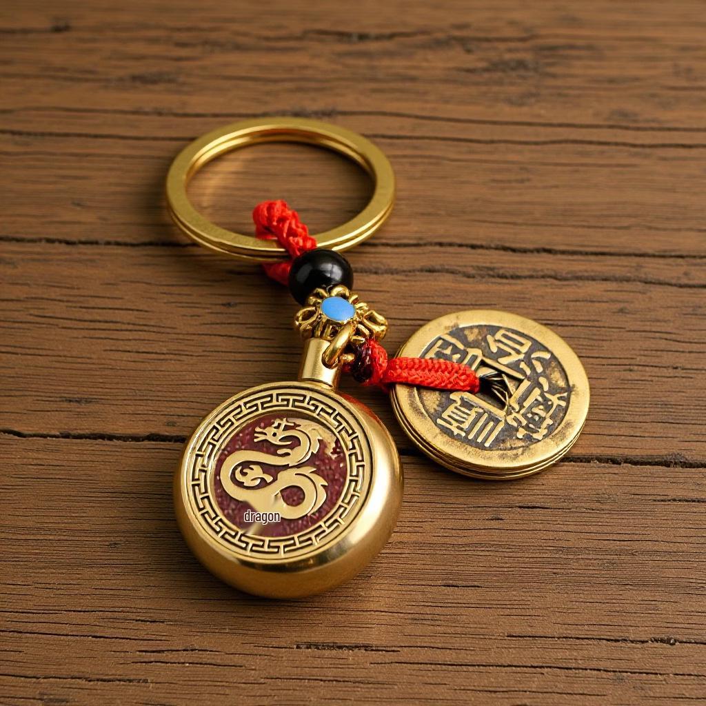 Brass Rotating Zodiac Keychain Pendant: Unisex Creative Handicraft