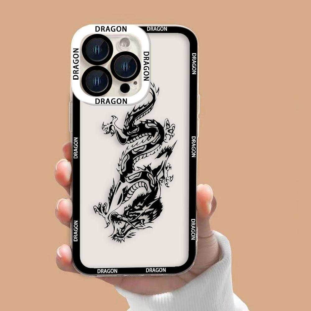 Oriental Style Chinese Dragon Clear Phone Case For Samsung Galaxy S26 S25 S24 S23 S22 S21 S20 FE PLUS ULTRA EDGE TPU Case Shell