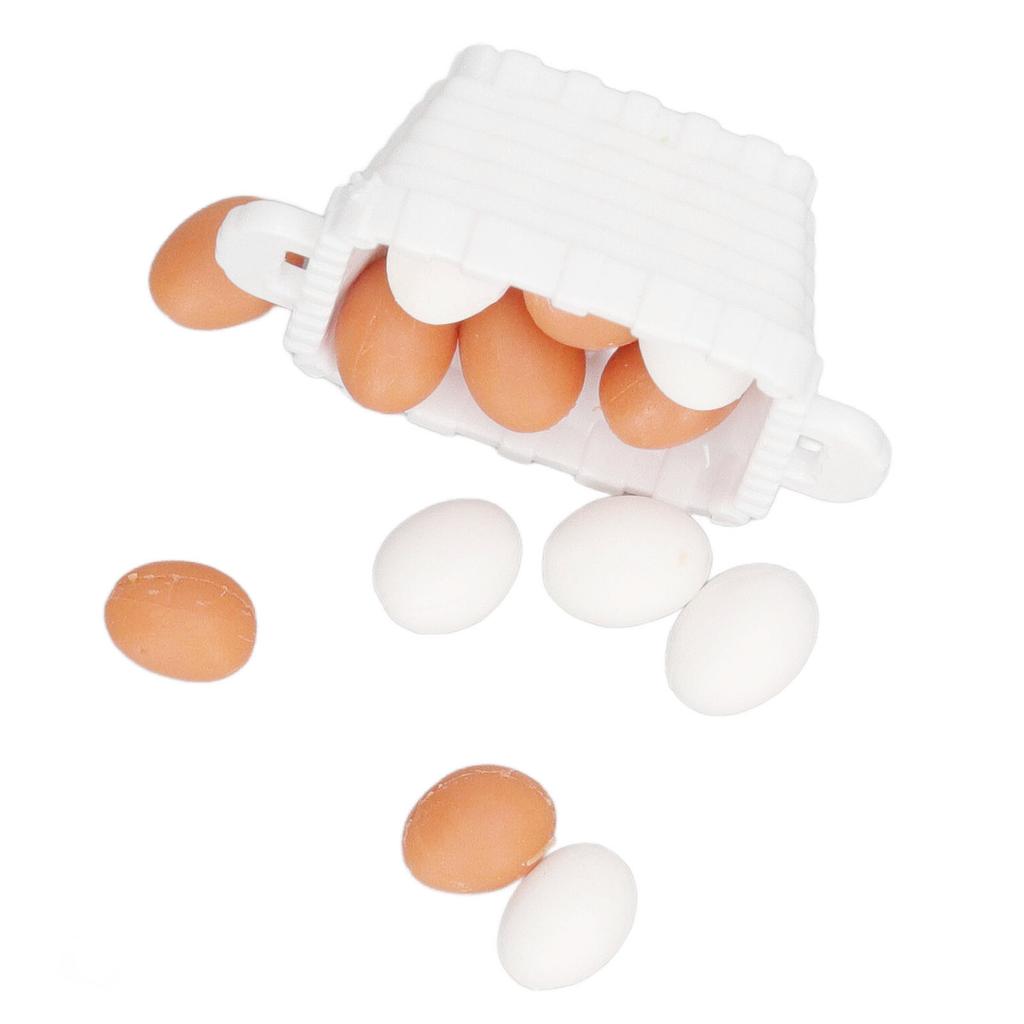 Dollhouse Egg Model 1:12 Scale Plastic Doll House Food Egg Model with Basket for Kids Children