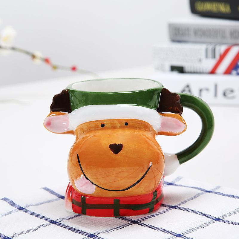 Cute Cartoon Ceramic Christmas Gift Cup, Reindeer Mug, Children's Holiday Gift, Santa Claus Coffee Cup