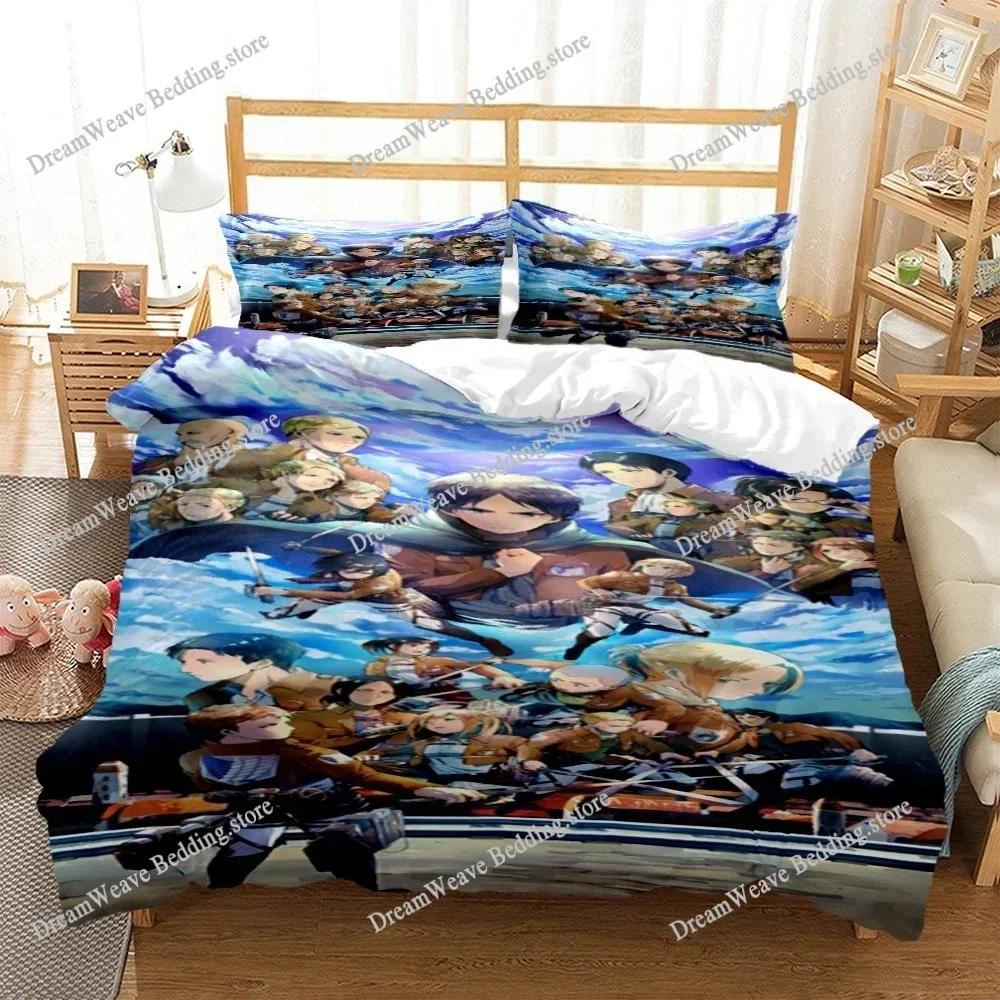 Attack On Titan Luxury Bedding Set Japan Anime Cartoon Duvet Cover Set Comforter Bedspread Twin Single Size Printed Home Textile