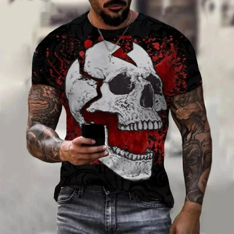 Мужские футболки Terror Skulls с 3D принтом скелета в стиле ужасов — фото 9