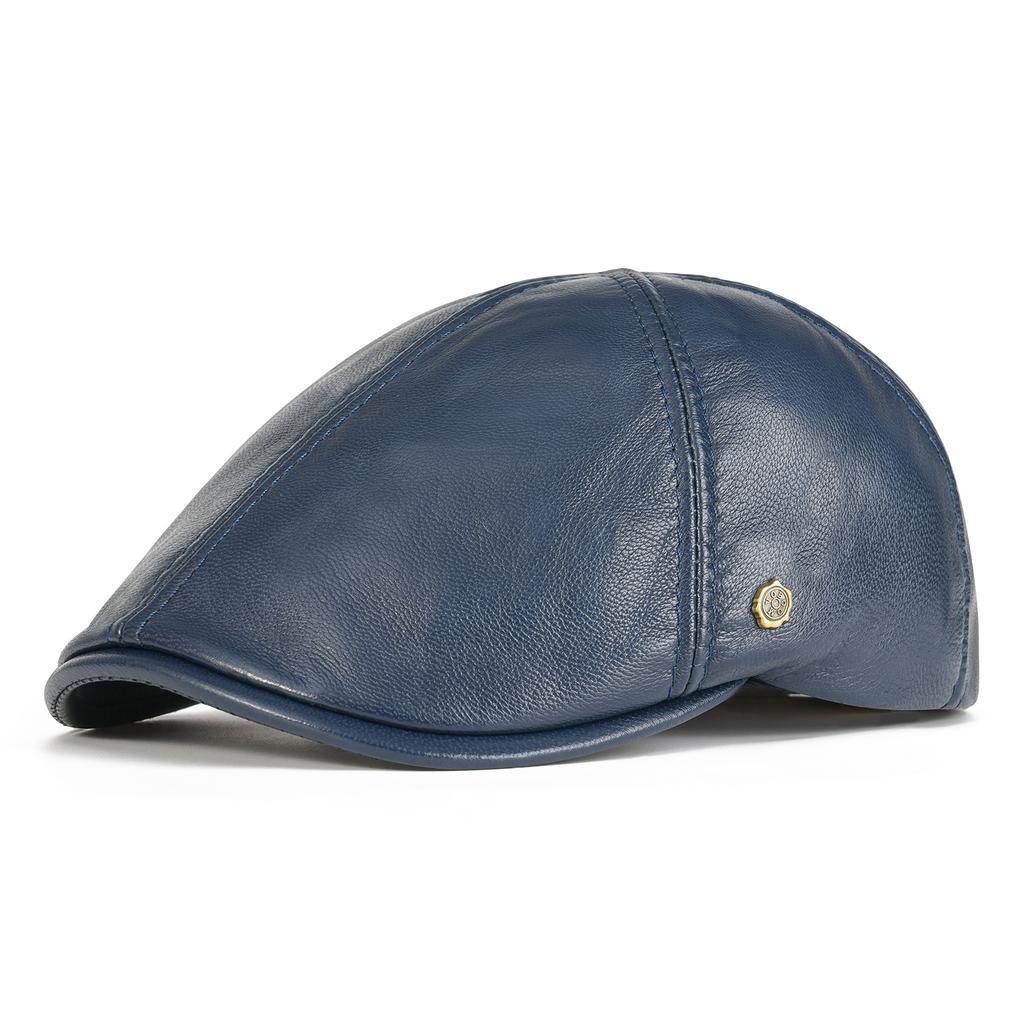 VOBOOM Leather Flat Cap Men Fall Winter Cabbies Hat Brown Black Ivy Caps Soft Smooth Textured Golf Hats 154