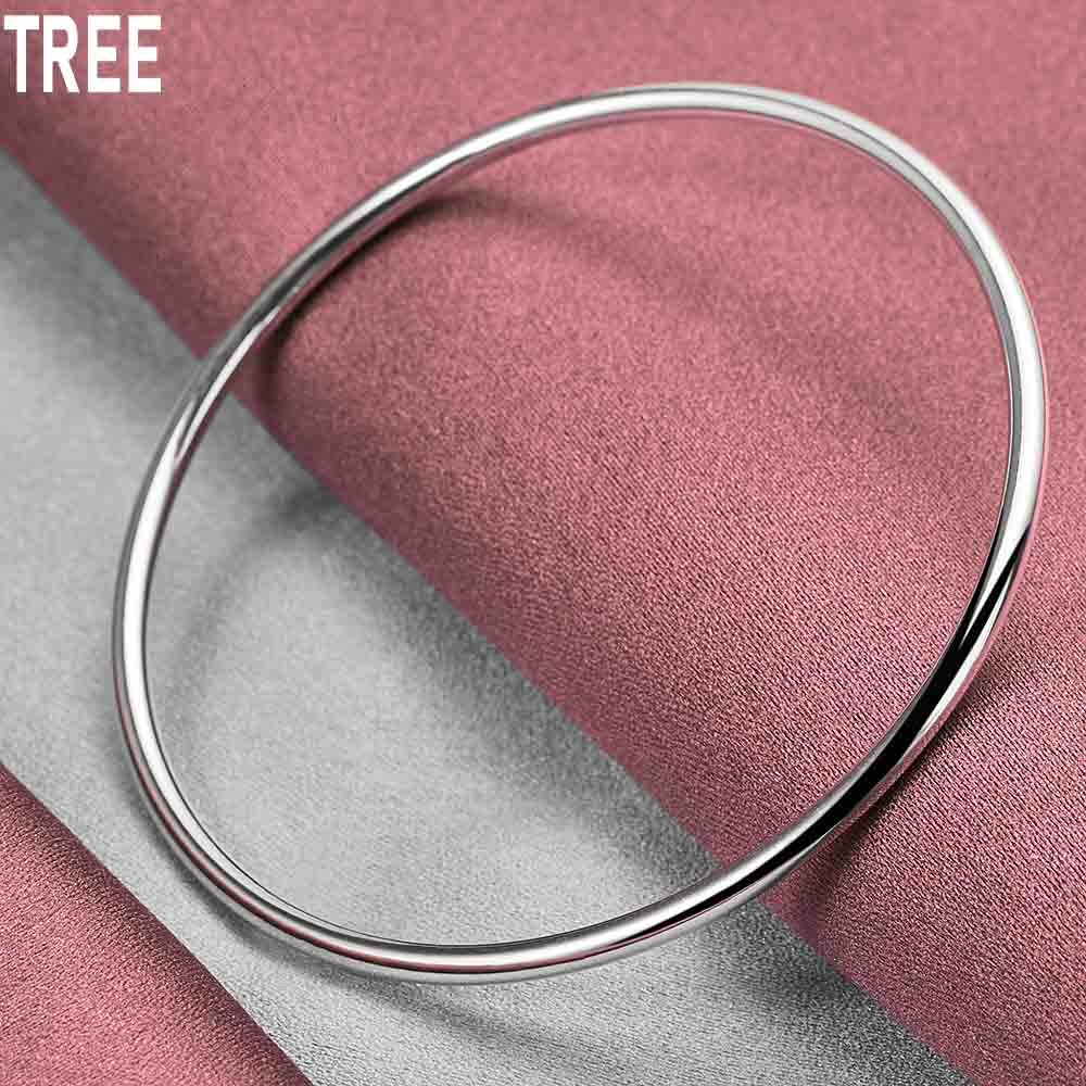 925 Sterling Silver Fashionable 3mm Smooth Bracelet Fashion Charm Wedding Jewelry