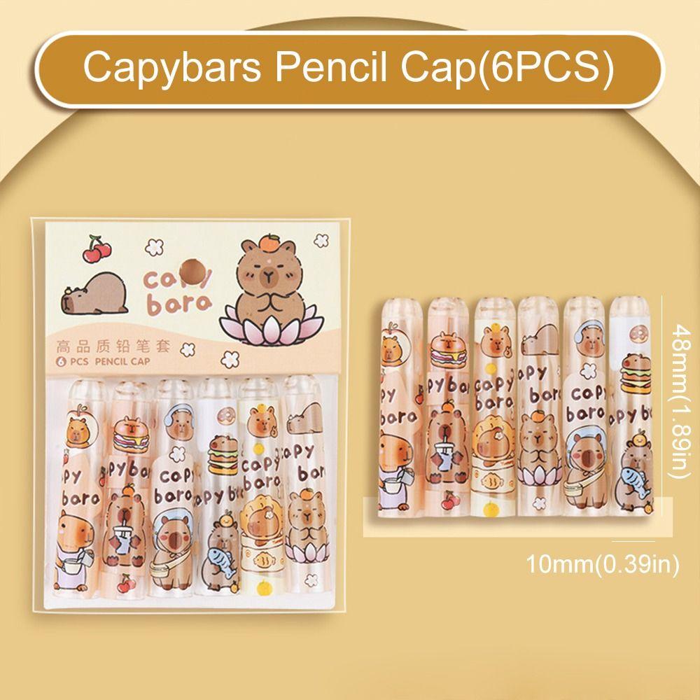 6PCS Cute Pencil Topper Covers Non Toxic Pencil Extender Capybars Pencil Cap  Children