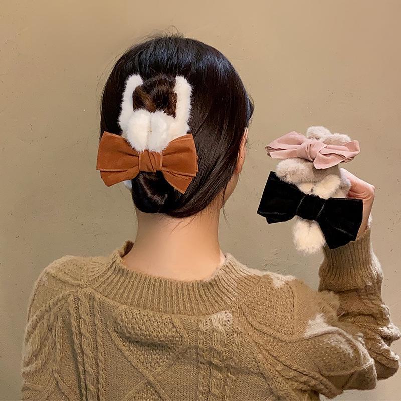 2024 Fall/Winter Plush Oversized Bow Shark Hair Clip