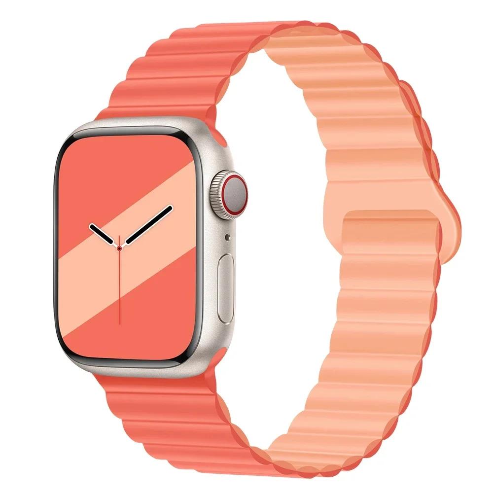 Magnetyczny Pasek Silikonowy Sportowy Bransoletki Do Apple Watch 41mm 42mm 44mm 45mm 46mm 49mm iWatch Seria 11 10 9 8 7 6 5 4se