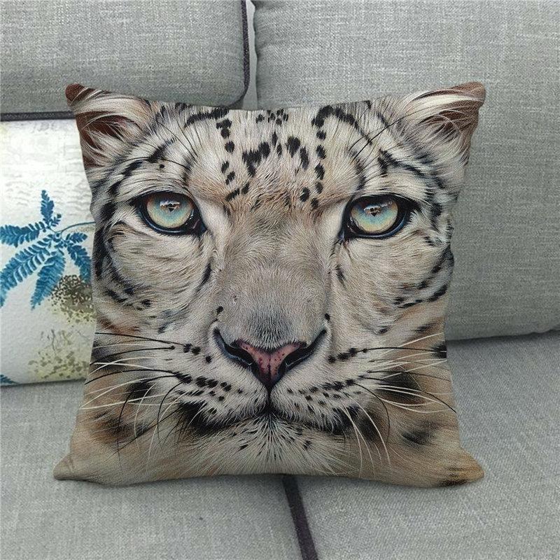 Wild Animals: Lions, Tigers Digital Printing Short Plush Pillow Covers For Car Sofa Office Cushion Cover Home Goods 60X60Cm