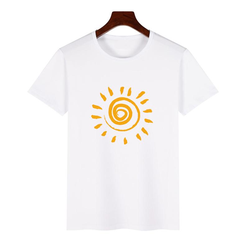 Trendy ShortSleeved Unisex Tshirt Sun Pattern Print Casual Polyester ParentChild Matching Summer Fashion Top for Boys Girls