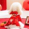 New Year's Dog Tang Costume Festive Chinese New Year Teddy Bear New Year Skirt Autumn and Winter Warm Spring Festival Pet Cat Clothes