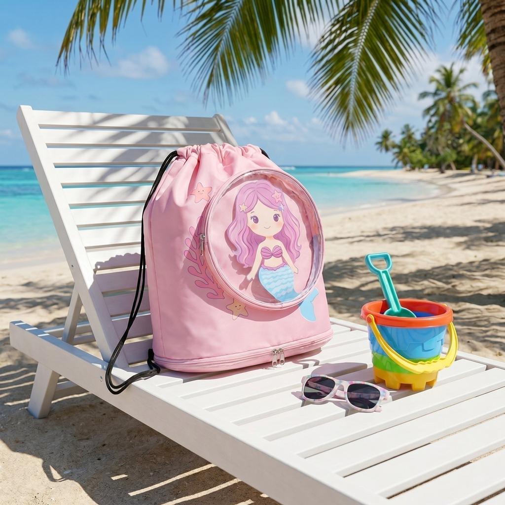 Swim Beach Bag with Separate Shoe Compartment, Multi-functional Travel Backpack for Gym, Vacation and Daily Use