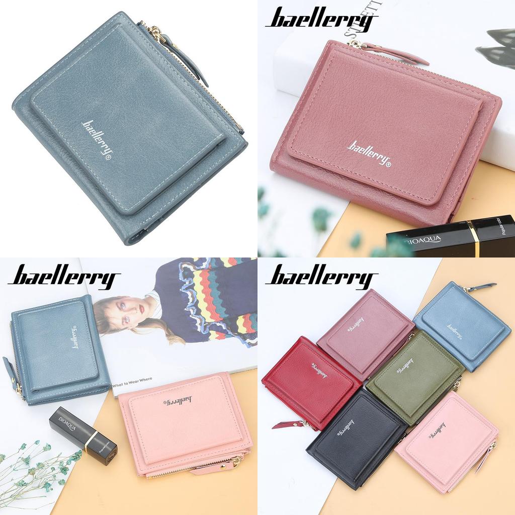 Pu Leather Short Zipper Wallet With Snap Closure For Daily Use
