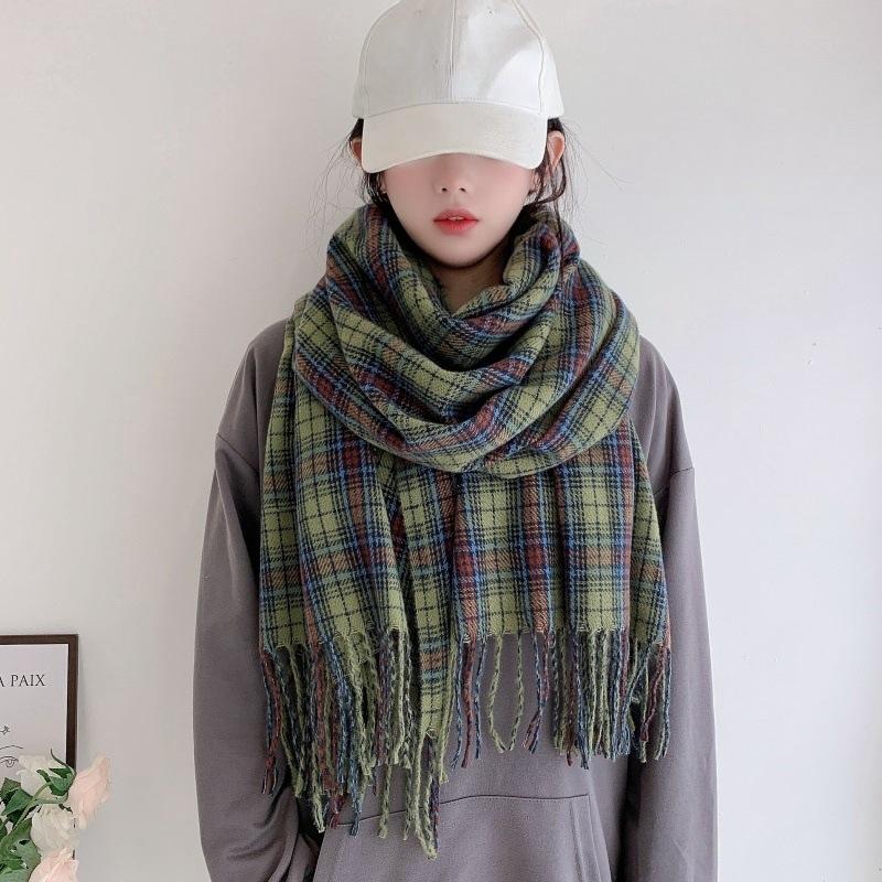 New autumn and winter long scarf women's winter Korean and Japanese version student Christmas imitation cashmere college versatile plaid shawl