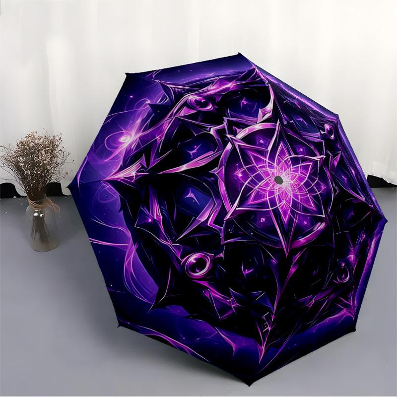 1pc Cosmic Mandala Folding Umbrella, Durable, Suitable for Outdoor Activities or Rain, Suitable for Commuting Yy251027051