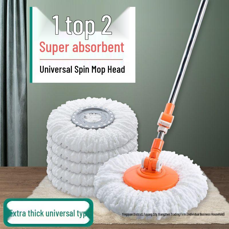 Universal Thickened Rotating Mop Head Replacement - Cotton, Lengthened, Durable