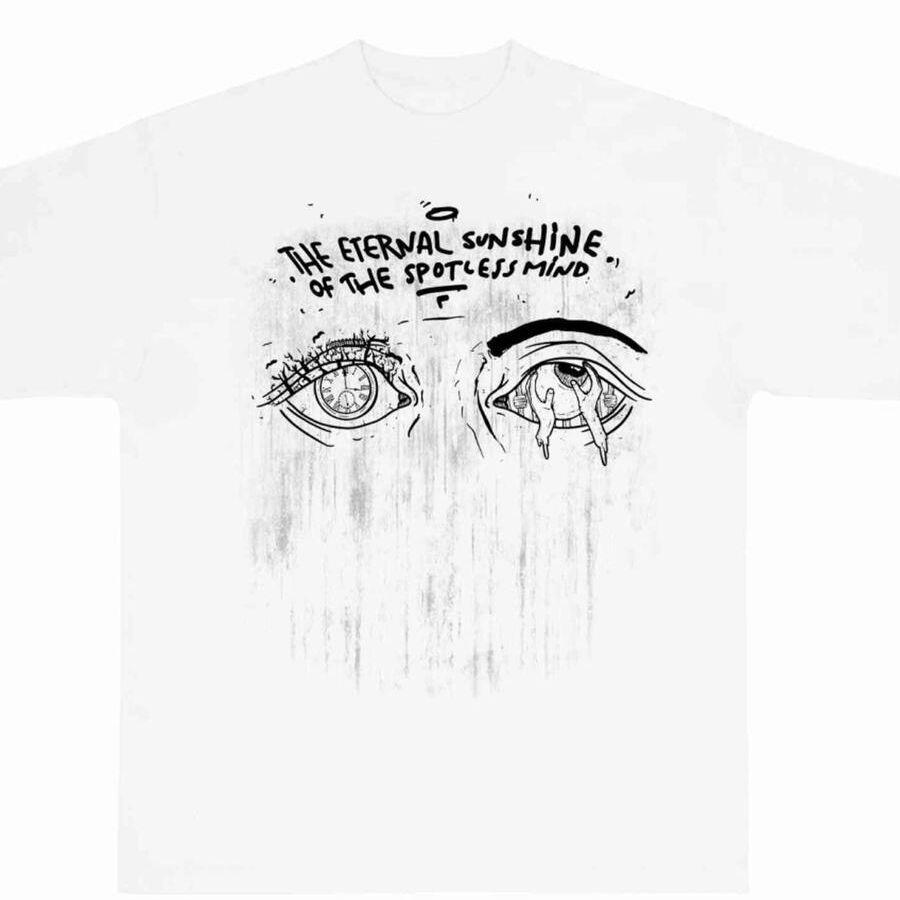 Grotesque Eyes American Retro Stain Print Abstract Kanye High Street Loose Men's and Women's Crew Neck Short Sleeve T-Shirt