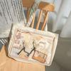 Large Capacity Ita Tote Bag with Clear PVC Window Shoulder Bag for Anime Perfect for Displaying Postcards Badges & Merchandise