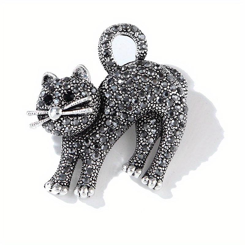 SKEDS Women Men Fashion Creative Exquisite Cute Cat Crystal Pin Lovely Kitten Rhinestone Delicate Kitten Enamel Brooch Badges