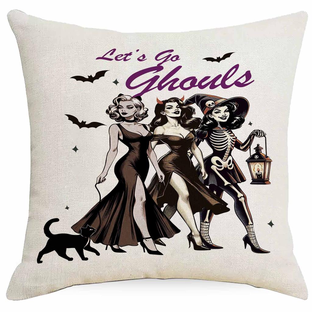 Nytt Halloween Häxlinje Kuddfodral Hem Vardagsrum Kontor Soffa Bilbarnstol