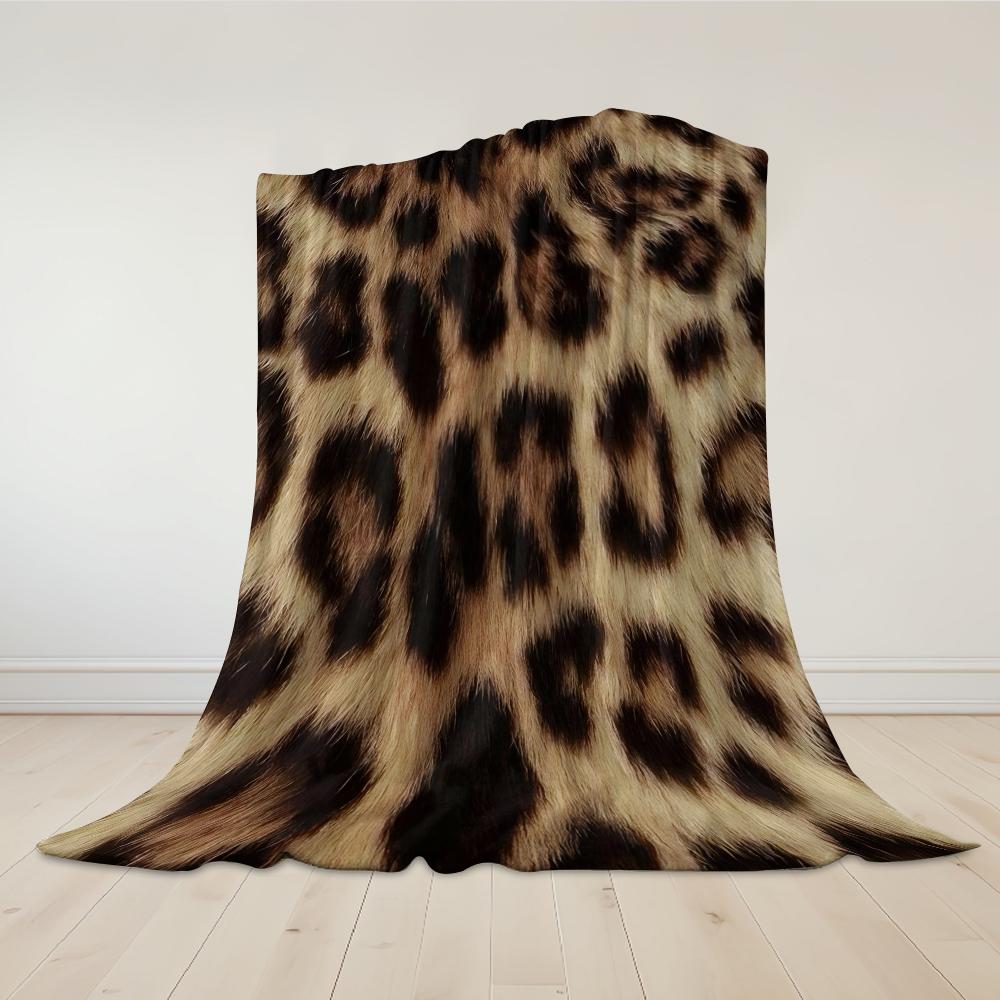 Savanna Leopard Print Flannel Blanket Warm Soft Halloween Christmas Couch Warm Cozy Decorative Decor Gift for All Season