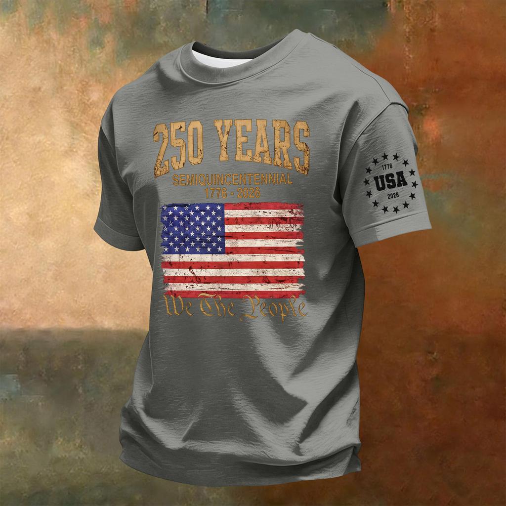 Men's Short Sleeve Crew Neck T-Shirt 250th Anniversary Independence Day Print Casual Comfortable Fit Summer Wear