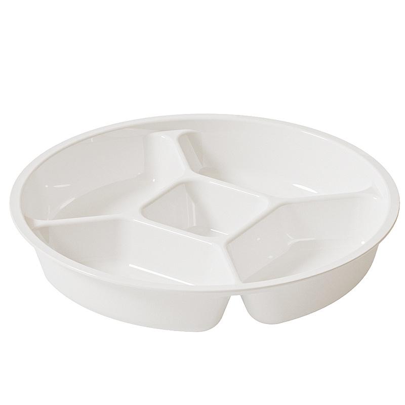Portable 5-Compartment Round Snack Plate - Multi-Use for Side Dishes & Fruit - Plastic Tableware for Weight Loss