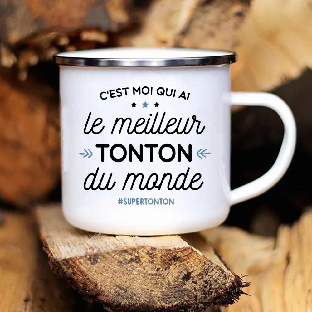 Bester Onkel der Welt Druck Tassen Kreative Kaffeetassen Getränke Wasser Tee Camping Emailletasse Outdoor Henkel Trinkgeschirr Tonton Geschenk