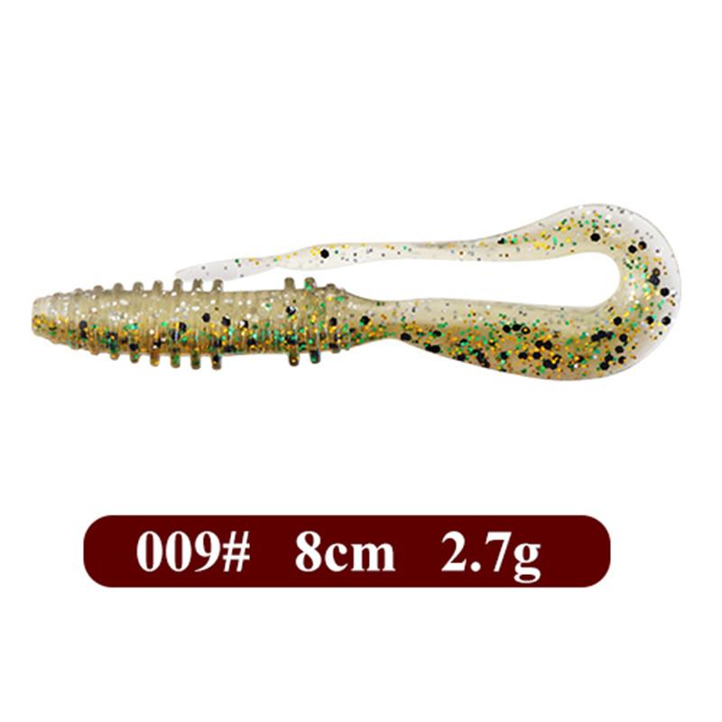FTK Tail Thread Lure 8 Pieces Lure Shaker Soft Jig Head Gift Swing 8cm Weight 2.7g Fishing Tackle