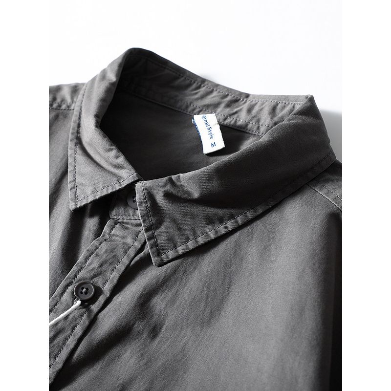 American Retro Pure Cotton Workwear Shirt Men's Long Sleeves Spring and Autumn Coat Export Men's Silm Full Cotton Casual Shirt