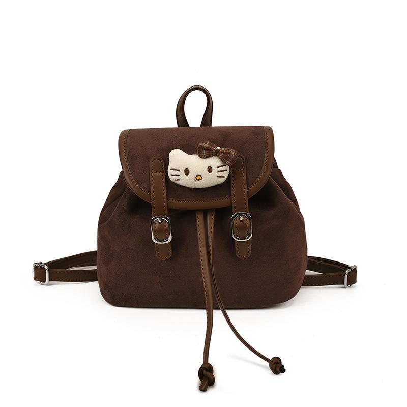 Autumn And Winter Suede Children'S Backpack Casual Solid Color Boys And Girls Backpack Cartoon Cute Travel Schoolbag