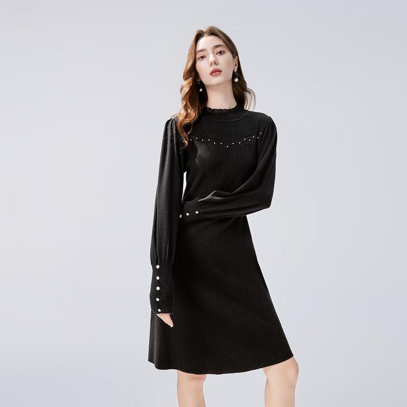 

Qiusui Yiren Women s Elegant Semi-Turtleneck Knit Dress M