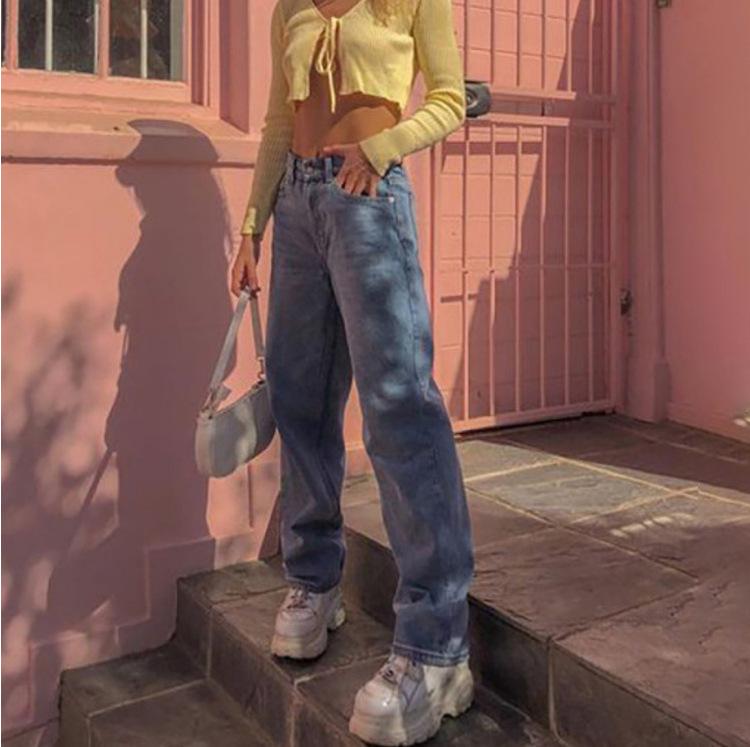 

Classic Retro Casual Wide-Leg Jeans for Women XL синий