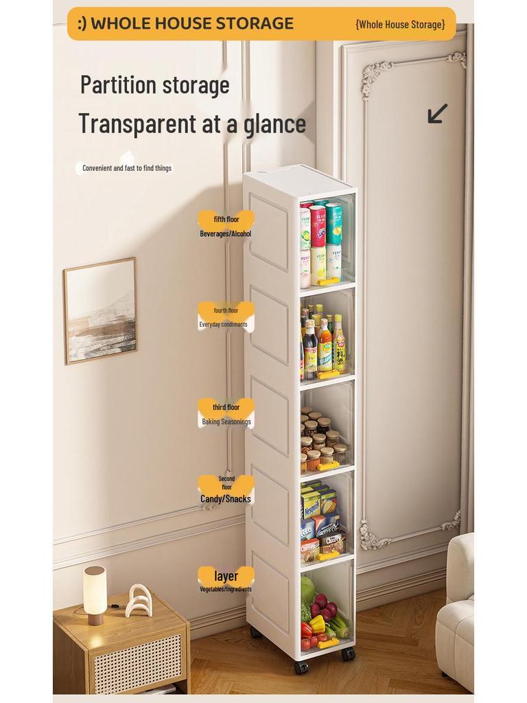 Ultra-Narrow Storage Shelf: Multi-Layer Kitchen, Bathroom Side & Toilet Organizer Cabinet