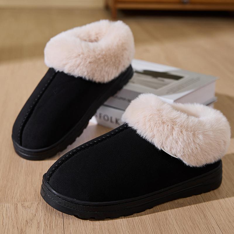 Fashion Classic Faux Suede Plush Slippers Women Indoor Non Slip Warm Cotton Slippers Woman Winter Furry Platform Snow Boots Mujer