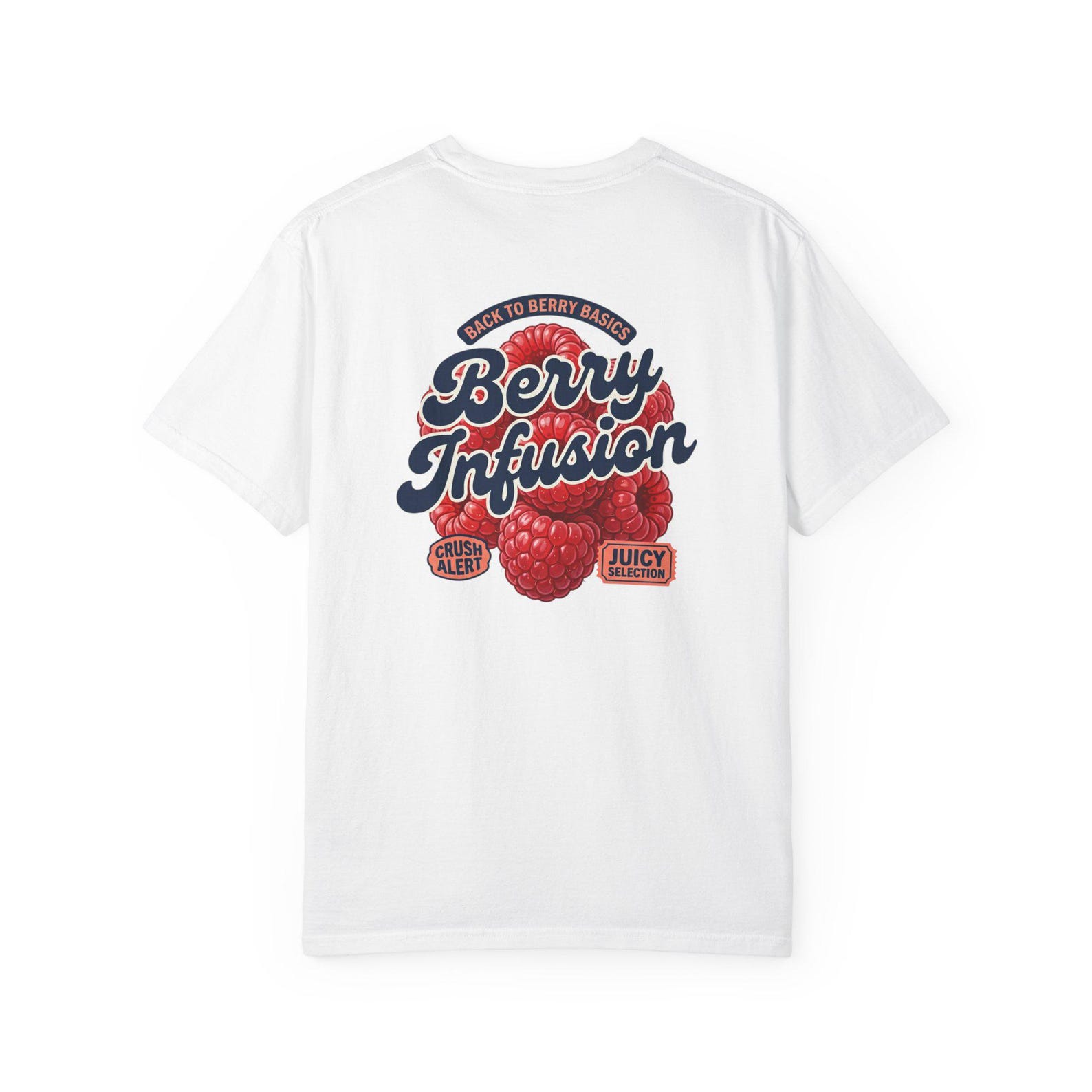 Berry Infusion Raspberry Graphic T-shirt | Retro Fruit Logo Tee 4XL