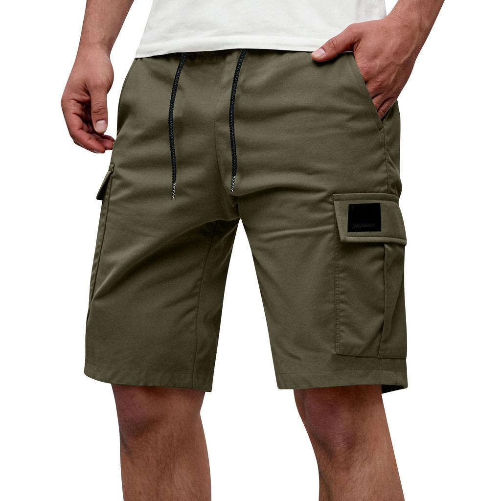 Pantalones Cortos Cargo Casuales para Hombre con Cintura con Cordón y Múltiples Bolsillos Corte Relajado Material Ligero para Uso Diario