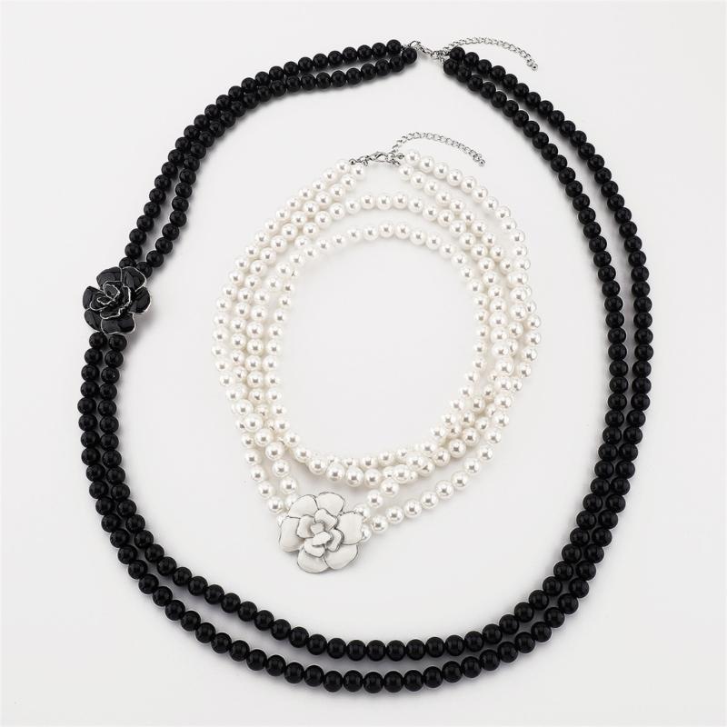 Simulated Pearls and Alloy Camellia Pendant Necklace Ideal for Everyday Comfort and Stylish Occasions