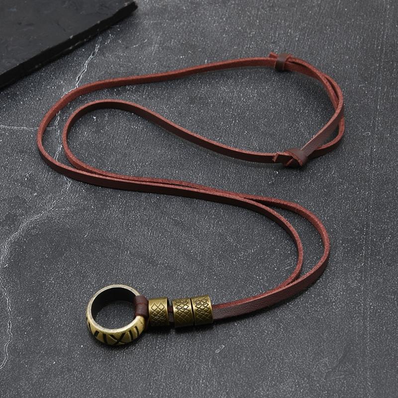 Fashionable Metal Letter Ring Leather Necklace For Women Adjustable Suede Cord Sturdy Alloy Jewelry Gift