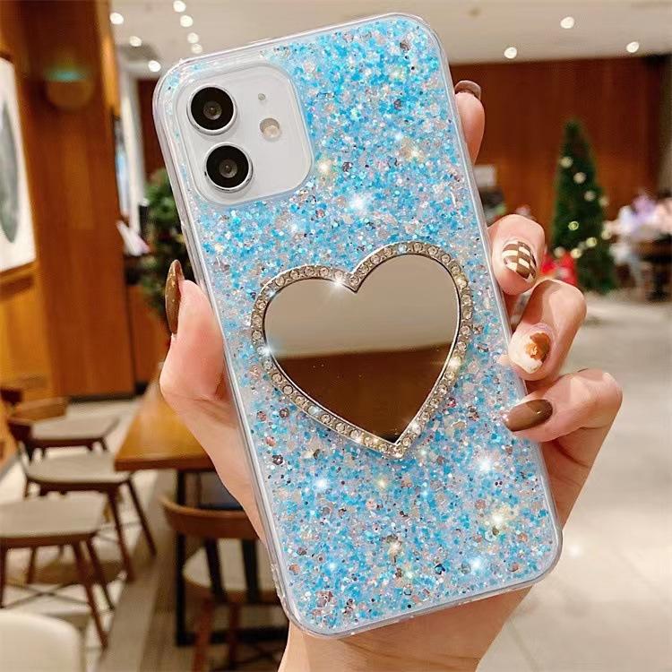 Apple XR Mobile Phone Case Is Suitable for iPhone15 Epoxy XSmax Rhinestone 11Pro Love SE Mirror Glitter