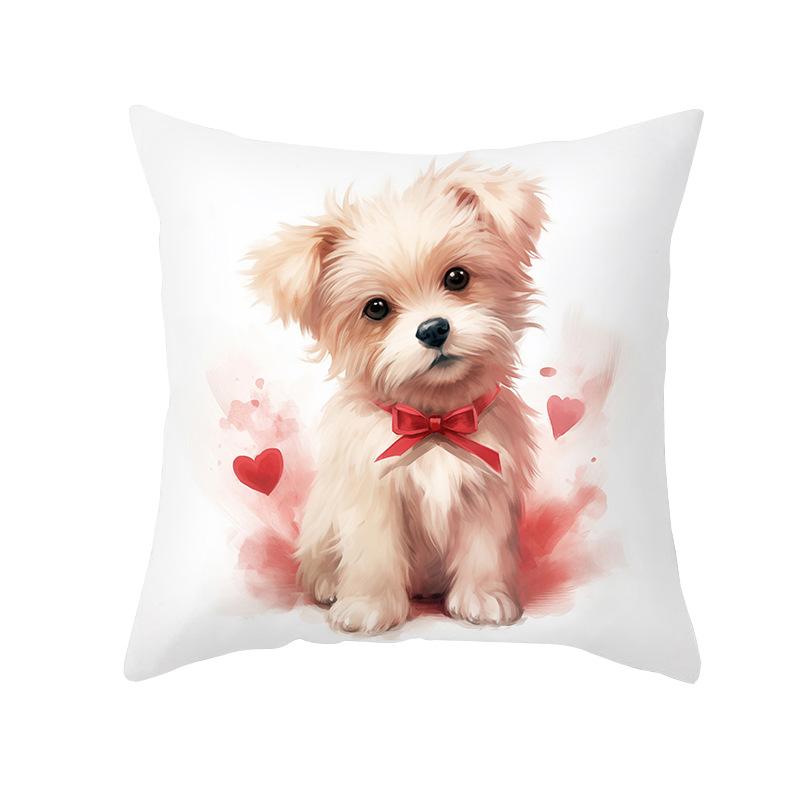 Valentine's Day Love Animal Cushion Cover Cute Pet Cute Puppy Print Sofa Cushion Cover New Cushion Cover