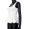 Flower Bud Embroidery Wooden Ear Edge Bra Sling Top Summer Women's Sexy Solid Color Elastic Slim Fit Sleeveless Casual Tank
