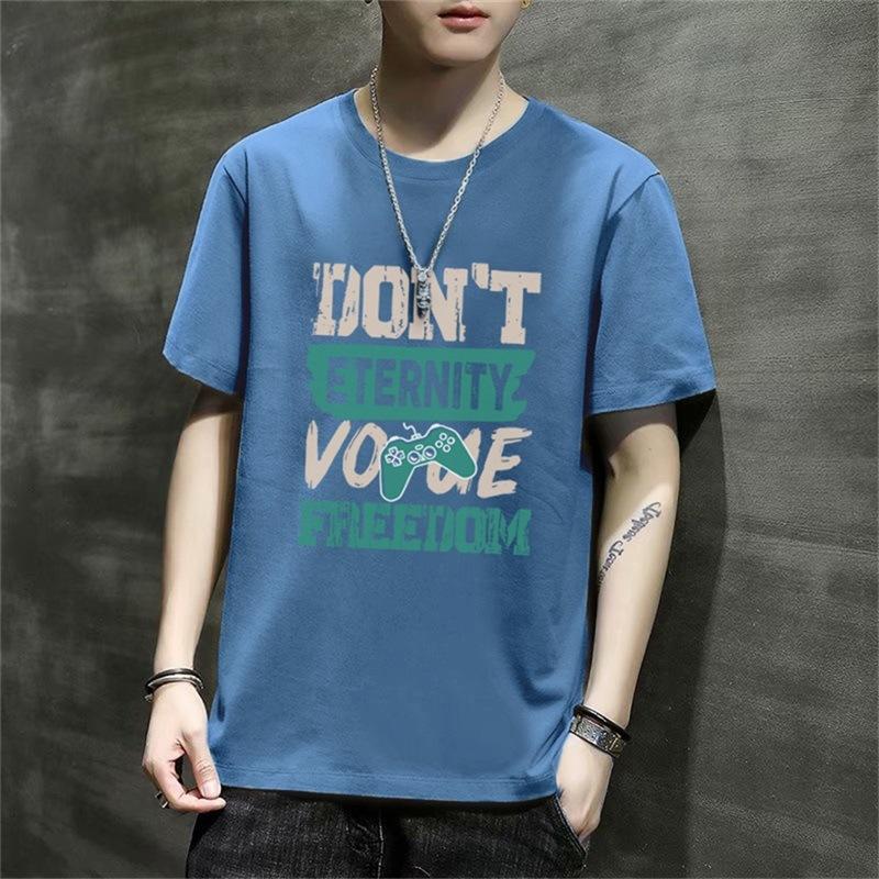 Men'S Short-Sleeved T-Shirt New Summer Trend Korean Version Loose Bottoming Shirt Clothes T-Shirt Large Size Teen