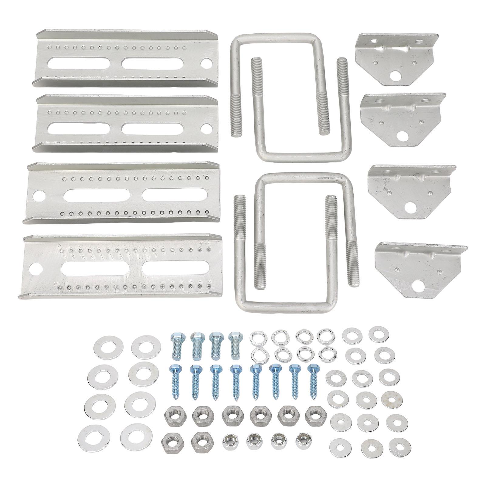 Cmperipheral 4Pcs Boat Trailer Bunk Brackets Kit 8In Galvanized Iron 2 Layer Crossmember Hardware Adjustable Height