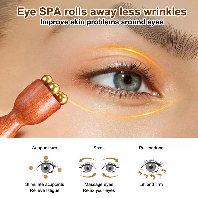 Purple Sandalwood Roller Massager Lotus Seedpod Beauty Professional Brass Facial Gua Sha Tool Eye Relaxation Spot Meridians