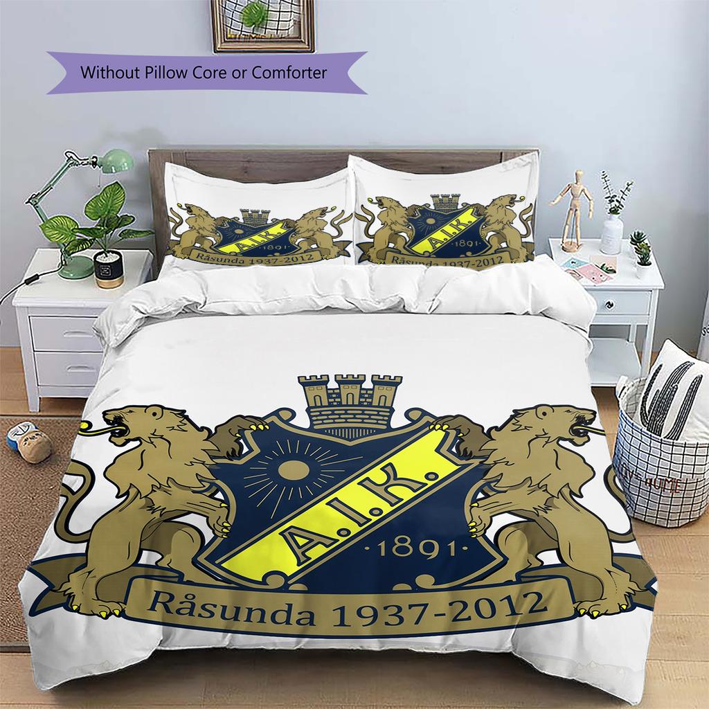 FC AIK Pattern Bedding Home Decoration Birthday Gift (1 * Duvet Cover + 2 * Pillowcase, Without Core)