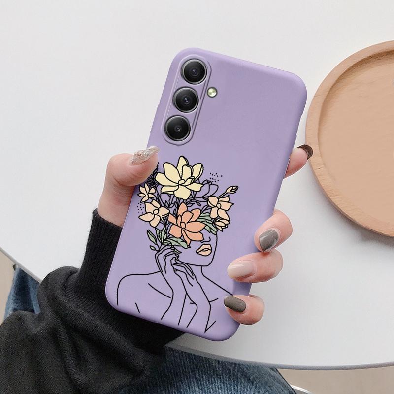 Flower Girls Soft Silicon Case For Xiaomi Redmi Note 13 Pro 13C 14 Samsung A35 A55 M35 S24 Huawei Honor 200 iPhone Camera Protective Shockproof Cover