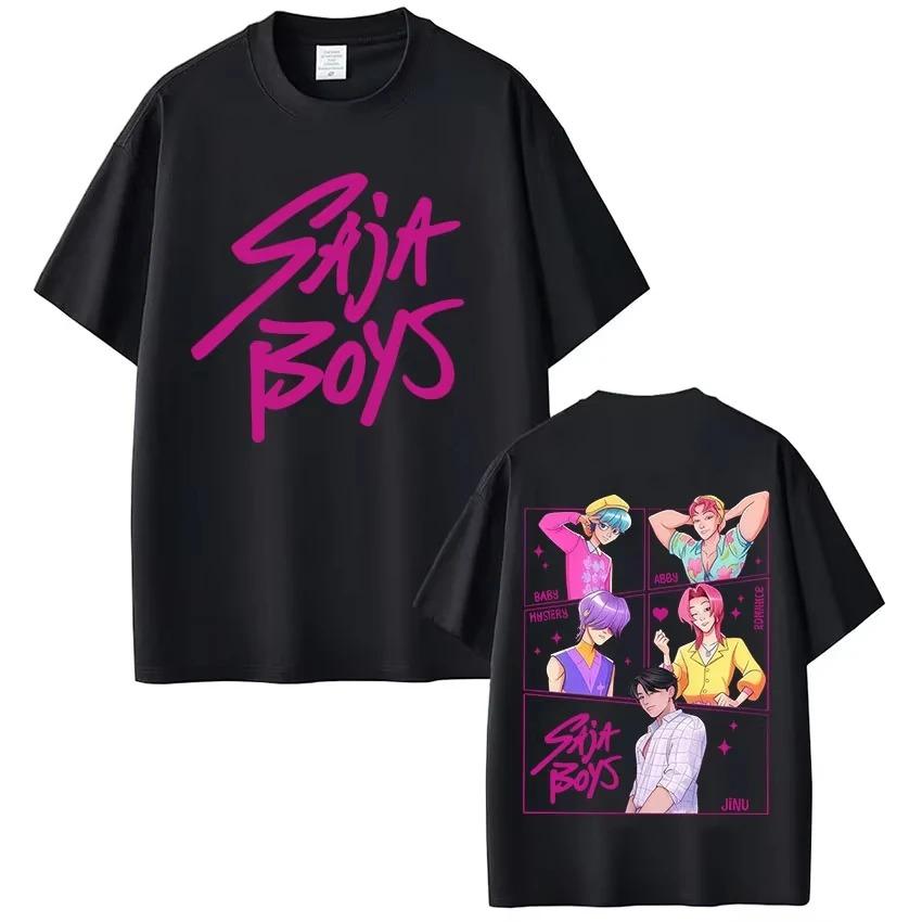 KPop Demon Hunters Saja Boys T-shirt Harajuku O-neck Casual Shirt Gift Men Women Short Sleeve Oversized Y2k Male Female Clothing
