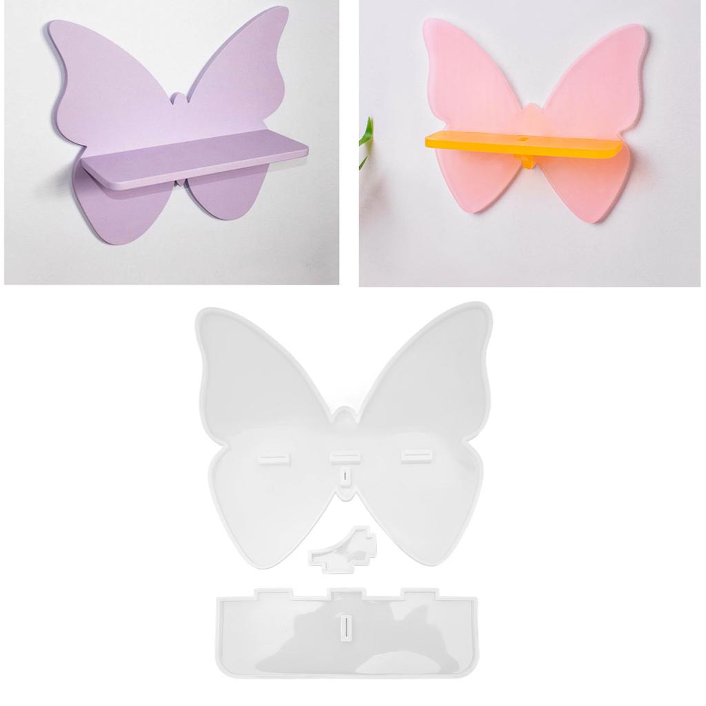 3 Pcs Silicon Mold DIY Crystal Epoxy Resin Wall Mount Butterflies Shelf Rack Mold Aromatherapy Silicone Mold